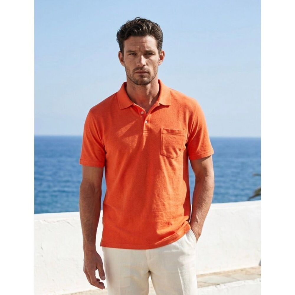 NWT XXL St John's Bay Short-Sleeve Orange Heathered Legacy Jersey Polo Shirt 2XL